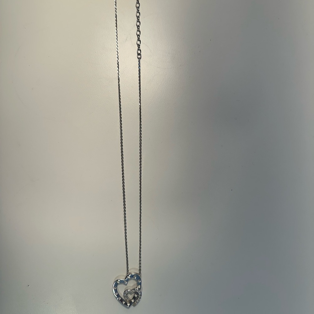 Swarovski Silver Double Heart Pendant Necklace